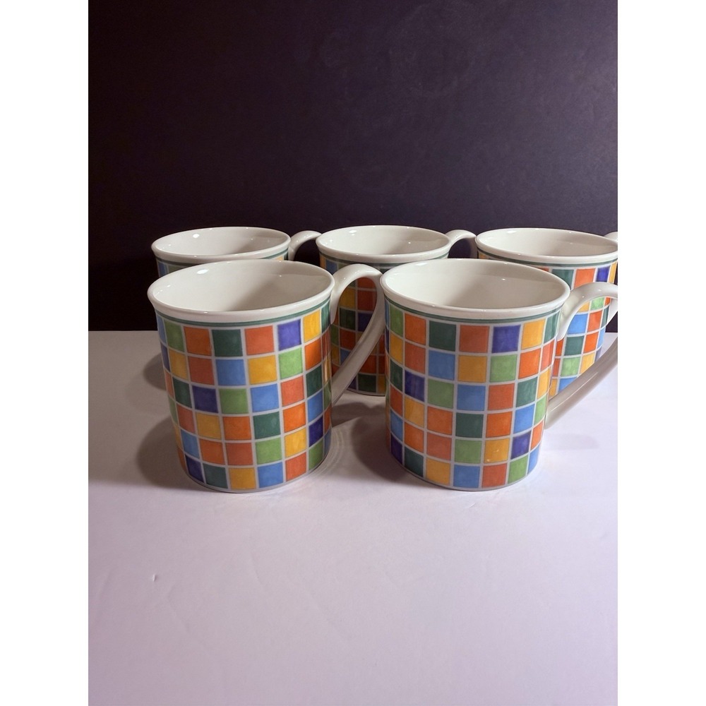 Villeroy Boch Twist Alea Limone Mugs Set of 5 Colorful Mosaic Coffee Cups